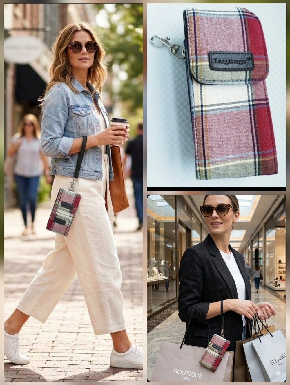 💚Longaberger Orchard Park Plaid Case Wristlet🤍